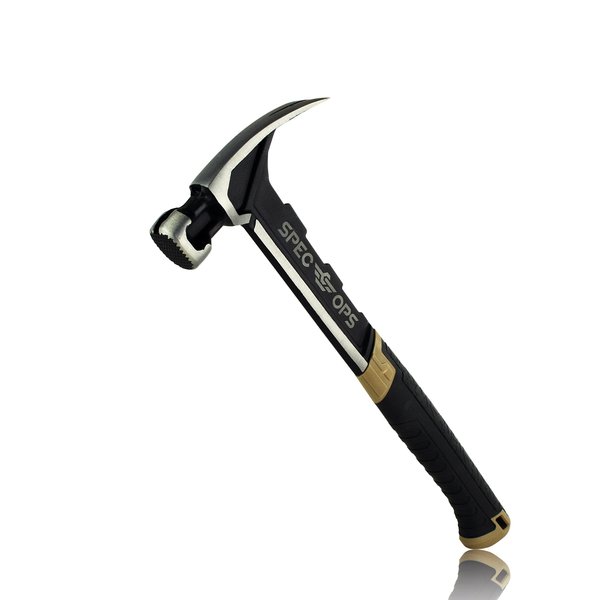 Spec Ops Tools Framing Hammer, 22 oz, Rip Claw, Milled Face, Shock-Absorbing Grip, 3% Donated to Veterans Black/Tan