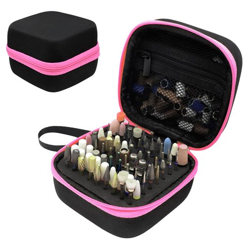 81 Holes Nail Drill Bit Holder, (ONLY CASE) Nail Bits Display Organizer Container, Dustproof Portable Organizer Storage Bag, Efile Nail Bits Professional Manicure Tools, for Manicure Tools