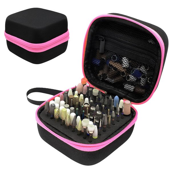 81 Holes Nail Drill Bit Holder, (ONLY CASE) Nail Bits Display Organizer Container, Dustproof Portable Organizer Storage Bag, Efile Nail Bits Professional Manicure Tools, for Manicure Tools