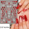 Valentines Day Nail Art Stickers Decal Red Heart Nail Sticker Valentines Nail Decorations 3D Self-Adhesive Red White Rose Love Heart Lip Nail Design for Acylic Nail Manicure Decor 6sheets