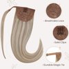 Hetto Blonde Ponytail Extensions Human Hair Ponytail Extensions #18 Ash Blonde Highlight #613 Bleach Blonde Pony Tails Hair Extensions Human Hair 12 Inch 70g