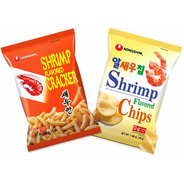Nongshim Shrimp Flavored Cracker, Shrimp Flavored Chips Combo Pack (Pack of 2)