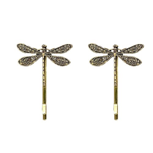 ZHOUMEIWENSP 1pair Vintage Silver Dragonfly Hairpin Simple Hairpin Bridal Hairpin (Gold)
