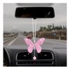 Dickno Bling Butterfly Car Accessories for Women, Diamond Car Rear View Mirror Ornament Pendant, Valentine's Day Gift, Crystal Car Hanging Decoration, Cute Rhinestone Pendant (Pink)