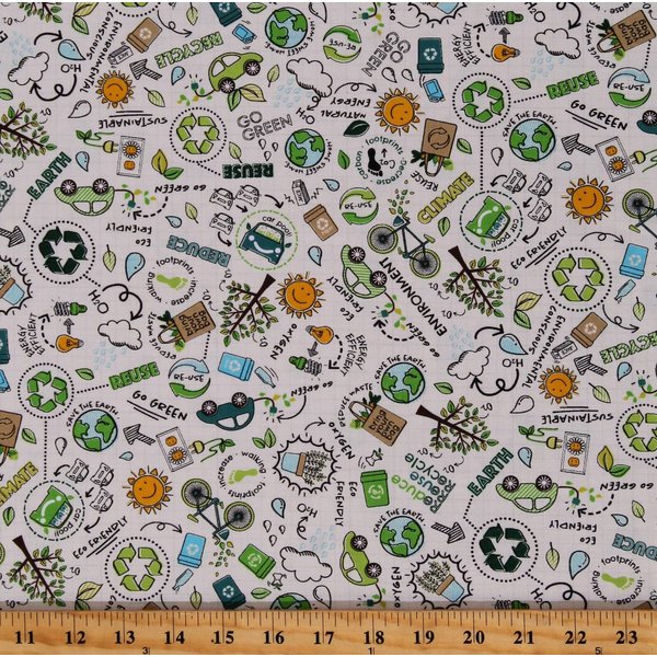 Quality Sewing Fabric – 100% Recycling Awareness Eco Friendly Trees Fabric Print by The Yard Size: 36" x 44"