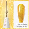 ASMAYSA Gold Cat Eye Gel Nail Polish, Magnetic Gold Glitter Polish for Nails, Long Wear Shiny Reflective Nail Polish for Women, Gold UV Gel Nail Polish, Gel Design Nail Polish, 10ML