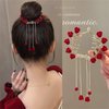 2PCS Butterfly Flower Ponytail Hair Accessories Hair Claws Clip Tassels French Style Hair Barrette Non Slip Jaw Banana for Women 041-2PCS#03