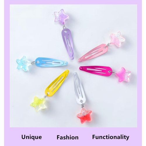 AACKS Girls Star Hair Clips Star Hair Barrettes Cute Hair Clips Metal Snap Hair Pins Star Hair Accessories for Girls Kids