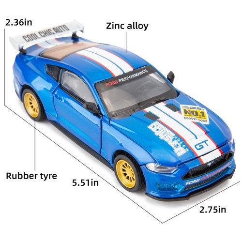 TGRCM-CZ 1/42 Ford Mustangs Car Model, Take Apart Assembled Car, DIY Car Model kit Educational Building Toys, Children's Gifts, Can Open Door Birthday Gift for Children Blue