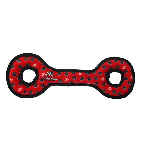 TUFFY - World's Tuffest Soft Dog Toy - Ultimate Tug-O-War-Squeakers-Multiple Layers. Made Durable, Strong & Tough. Interactive Play (Tug, Toss & Fetch).Machine Washable & Floats. (Red Paw 2 Pack)