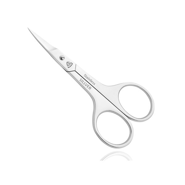 Nail Scissors Curved - Professional Eyebrow Scissors for Women and Men, Facial Hair Small Grooming Scissors for Nail, Eyebrows, Nose Hair, Mustache, Beard, Eyelashes, Dry Skin - Manicure Scissors