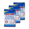 Secure Comfort Strips Waterproof Denture Adhesive - Zinc Free - Extra Firm Hold For Lower Dentures - 15 Strips (Pack of 3)