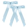 2Pcs Tassel Ribbon Hair Bows Clip with Long Tail for Women Girls Thick Thin Hair,5.5in Big Light Blue Solid Silky Satin Ribbon Ponytail Holder Outfits Dress Decoration Accessories