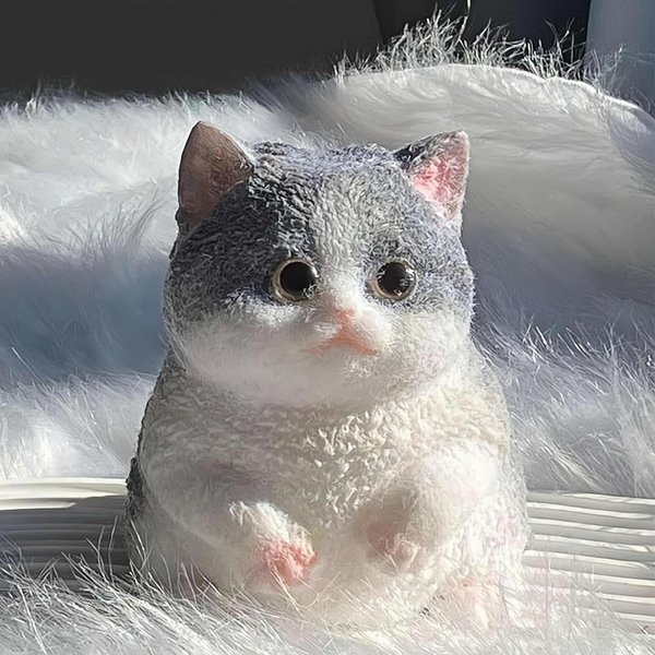 Cat Squishy Squeeze Toys, Cute Cat Squishy Toys for Adult/Kids, Soft Squishies Stress Balls with Flocking Surface, Furry Fidget Toy for Stress Relief, Novelty Cat Toys for Christmas (Blue Cat)