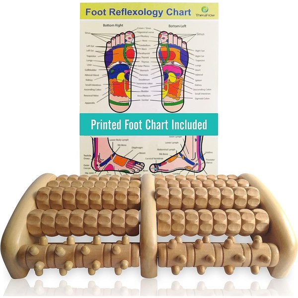 TheraFlow Wooden Foot Massager for Neuropathy, Foot Pain and Plantar Fasciitis Relief | Reflexology Feet Massager and Foot Massager for Plantar Fasciitis | Foot Roller for Planters Facetious Relief
