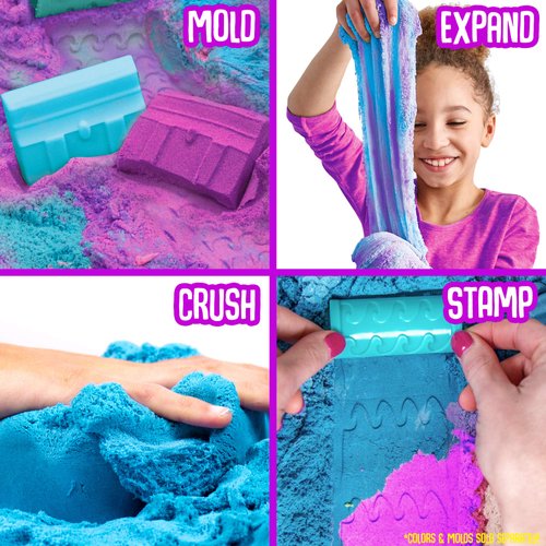 SLIMYSAND by Horizon Group USA, 1.5 lbs of Berry Scented Moldable, Stretchable, Expandable Cloud Slime, Blue & Purple Marbled, Slimy Play Sand in Reusable Bucket, Non Stick, Sensory Activity