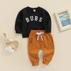 YOKJZJD Infant Toddler Baby Boy Fall Winter Outfits Letter Pullover Sweatshirt Long Sleeve T-Shirt Tops Pants Sweatsuit Clothes Set (Black, 2-3T)