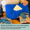 SHIKIWRAP Reusable Cloth Gift Wrap – Extra Large 36" Deep Blue Eco-Friendly Reversible, Stretchy Furoshiki Fabric Wrap for Birthday Gifts, Holidays, Special Occasions & Sustainable Living