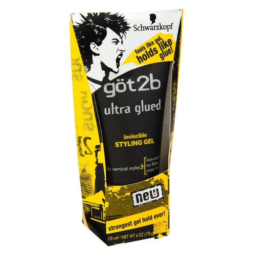 Schwarzkopf Got2b Ultra Glued 4 Vertical Styles Invincible Styling Gel 6 OZ (Pack of 12)
