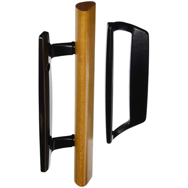 Wright Products - Mortise Sliding Patio Door Handle and Installation Hardware Set, Wood/Black - Replacement Sliding Glass Door Lock, 3-15/16 in