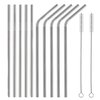 Set of 10 Stainless Steel Straws, HuaQi Bent Reusable Drinking Straws 10.5'' Long 0.24‘’ Dia for 30 oz Tumbler and 20 oz Tumbler, 2 Cleaning Brush Included
