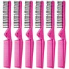Qjaiune 6PCS Travel Foldable Brush Comb Portable Folding Comb, Anti-Static Hair Comb Mini Pocket Comb, Double Headed Hair Brush Hairdressing Tools Plastic Folding Comb for Men Women (Hot Pink)