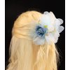 Rannyrena Acrylic Claw Hair Clip with Flower Elegant Handmade Floral Hair Piece Faux Rose Flower Hair Accessory for Wedding Festival Everyday (Blue)