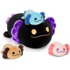 Toys for Girls Ages 3 4 5 6 7 8+ Years -16" Black Axolotl Mommy Stuffed Animal with 3 Baby Axolotl in Her Tummy, Cute Salamander Plush Toys Set, Toys for Baby, Toddler, Kids, Christmas, Birthdays Gift