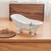 1piece 5.6" White Ceramic Mini Bathtub Soap Dish Small Planter Makeup Organizer Container Hamster Bathtub (White)
