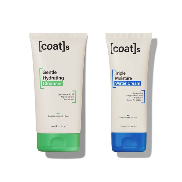 Coats Skin Care Set Duo Bundle, Gentle Hydrating Face Cleanser + Face Moisturizer. Skincare Set for Women and Men with Hyaluronic Acid + Ceramides, Combination to Dry Skin (150ml + 75ml)