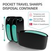 MySharps - 3-Pack Original Pocket Sharps Container for Diabetic Pen Needles & Test Strips | Compact & Portable | Small Sharps Containers for Home Use & Travel | Safe Bio-Hazard Lock | Black/Green