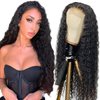 FuivJuix 4X1 Natural Black Lace Front Wigs Human Hair Natural Hairline 4X1 Hd Transparent Lace Closure Wig 16 Inch Brazilian Virgin Hair Water Wave Wig For Black Women 150% Density