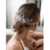 SWEETV Handmade Wedding Hair Comb,Pearl Flower Bridal Hair Clip Hair Accessories for Women Wedding