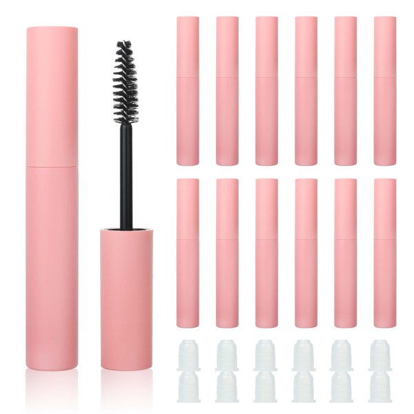 COSIDEA 12pcs 10ml empty mascara tube and wand for castor oil eyelash serum tubes opaque pink bottles