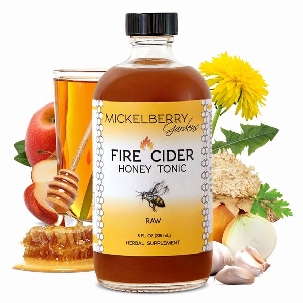 Mickelberry Gardens Fire Cider Apple Cider Vinegar Honey Tonic with Organic Turmeric Root, Ginger Root & Dandelion - Natural Digestion & Immune Support (8 Ounces)