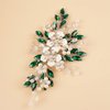 Rumtock Silver Flower Green Crystals Beads Hair Comb for Women Girls Wedding Bridal Hair Piece Hair Styling Jewelry Banquet Prom (Green)