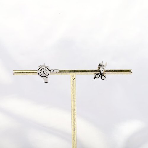 BAUNA Hairdresser Earrings Stylist Cosmetology Student Jewelry Scissors Blow Dryer Stud Earrings (Hairdresser Earrings)