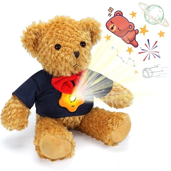 DIILSWX Teddy Bear Stuffed Animals with Dynamic Star Projection Lamp: Rechargeable Night Light for Kids Bedroom, Soft & Huggable Plush Toy, Cute Bedtime Buddy for Toddler, Boys, Girls (Galaxy) - 13''