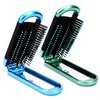 Mini Hair Brush,2 Pcs Folding Hair Brush Travel Hair Brush Compact Hair Brush with Mirror for Women Girls,Massage Comb Pocket Hair Comb for Travel. Gym, Trip, Purse, Swimming (Blue & Green)