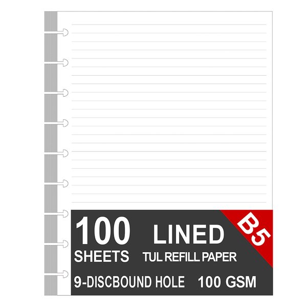 9 Disc Lined Refills for Happy Planner, Loose-leaf Discbound Inserts,100 Sheets/200 Pages, White, Classic Size,7 x 9.25 Inch