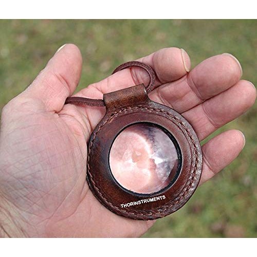 Nautical Magnifying Lens with Leather Holder Leather Rimmed Magnifying Glass Lens Necklace Rustic Vintage Home Decor Gifts