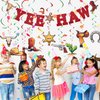 Boao 21 Pcs Western Cowboy Party Decoration West Cowboy Banners Hanging Swirls Foil Wild West Yee Haw Garland Banner Ceiling Streamers for Cowboy Theme Birthday Party Photography Backdrop Decorations