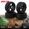 BQLZR 4PCS RC1: 10 Flat Sports Car with Mountain Pattern Tires and New 7-Spoke Black Wheels 20468