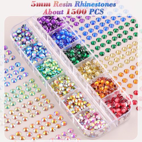8500 PCS Flatback Rhinestones for Crafting and 3PCS B7000 Glue (Pack 1), 2 Boxes of Rainbow Resin Rhinestones Gems Charms for Bedazzling DIY Crafts Fabric Clothing Tumblers Shoes Nail Art