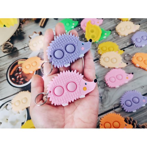 Roaqua 24 Packs Bulk Sensory Fidget Stones Hedgehog Animal Birthday Party Favors, Small Hedgehog keychain For Christmas Classroom Prize Kids Gifts Toys