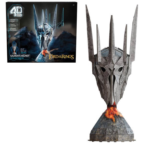 4D Build, Lord of The Rings Sauron Helmet 3D Model Kit 203 Pcs, Desk Décor Adult Puzzles for LOTR Fantasy Book Fans, 3D Puzzles for Adults & Teens 12+