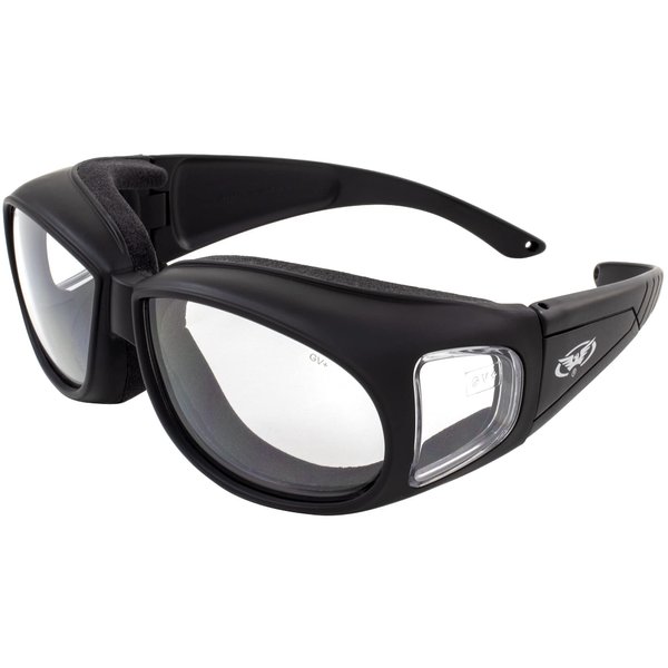 Global Vision Outfitter Foam Padded Fits Over Most Eyewear Black Frame Clear Lens