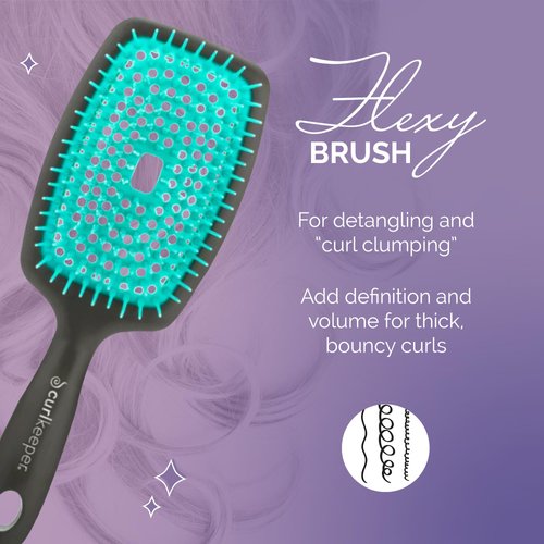 Curl Keeper Flexy Hair Brush, Turquoise - Detangling Hair Brush with Flexible Bristles for Shower Use, Combing Through Curls & Removing Tangles - Lightweight Hair Accessories for All Hair Type