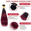 8A Brazilian Virgin Hair 99j Burgundy Straight Hair Weaves Bundle Free Part Red Wine Color 100% Unprocessed Human Hair Weft Weaves (18 INCH)……