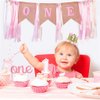 Ornaous Baby Girl 1st Birthday Party Decorations Set, First Birthday Hat and ONE Highchair Banner Cake Topper for Party Supplies (Pink)
